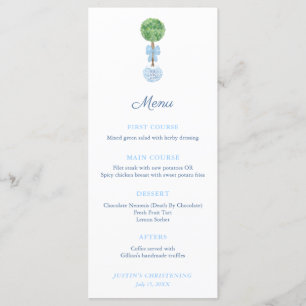 Menu Elégant Boxwood Baby Boy Boy Christening Celebrati