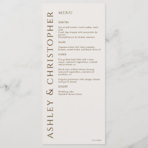 Menu Élégant Brown en noyer moderne Mariage