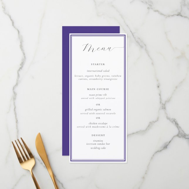 Menu Elégant Cadre Nautique Classique Simple Mariage Ch (Devant/Arrière en situation)