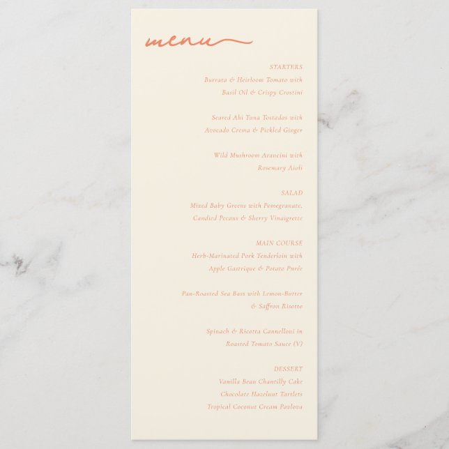 Menu élégant caramel marron pour réception de mari (Devant)