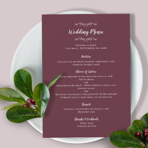 Menu Élégant carton d'invitation pour un mariage en cal