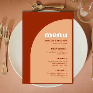 Menu Élégant Chic Peach Terracotta Arch Boho Mariage