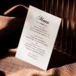 Menu Élégant classique minimaliste mariage calligraphie<br><div class="desc">Menu mariage de calligraphie minimaliste noir et blanc élégant. Convient pour l'anniversaire,  l'anniversaire et toute autre fête.</div>