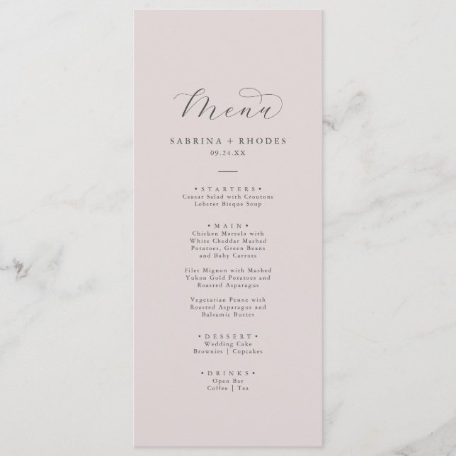 Menu Elégant coordonnées florales blanches | Mariage bl (Devant)