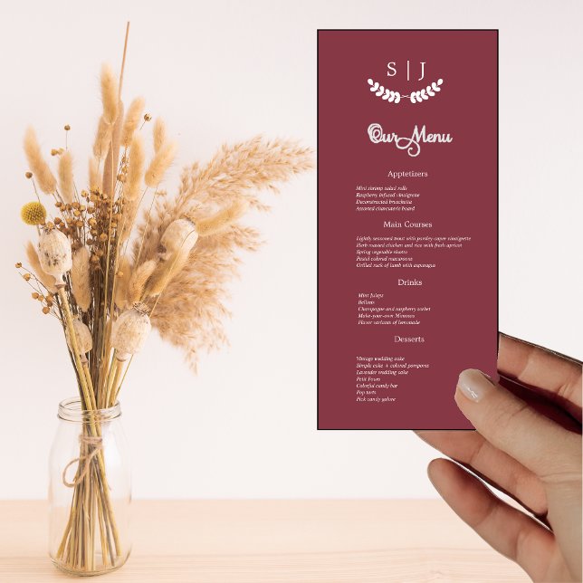 Menu élégant de dîner avec monogramme de couleur r (Créateur téléchargé)