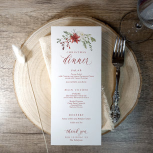 Menu élégant de dîner de Noël à l'aquarelle festiv