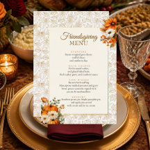 Menu élégant de dîner Friendsgiving citrouille et