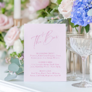 Menu Élégant de la barre de Fête des mariées rose