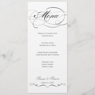 Menu élégant de mariage de manuscrit - noir