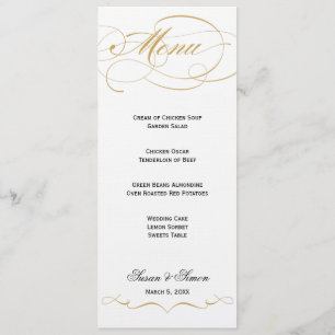 Menu élégant de mariage de manuscrit - or