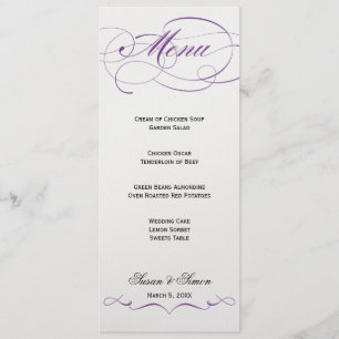 Menu élégant de mariage de manuscrit - pourpre