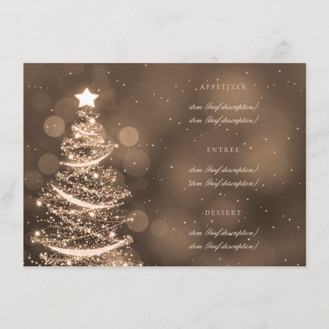 Menu élégant de mariage de Noël élégant d'or (Devant)