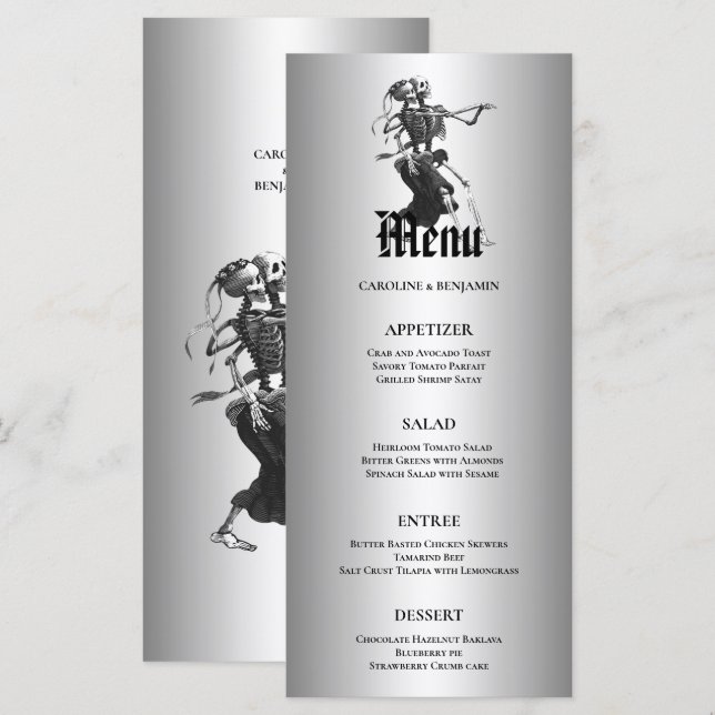 Menu élégant de mariage d'Halloween (Devant / Derrière)