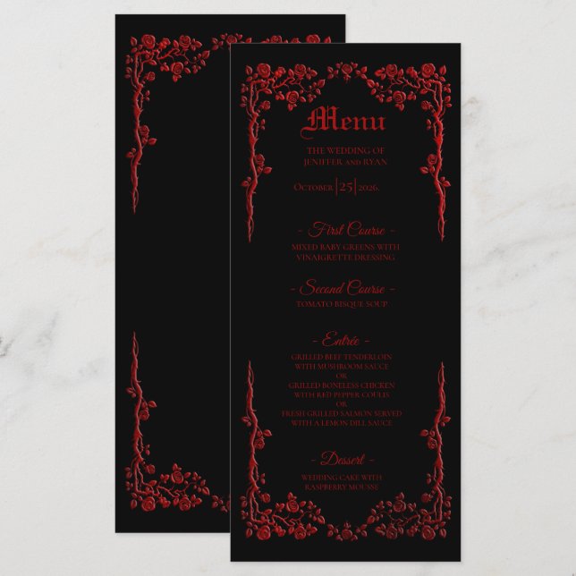 Menu élégant de mariage d'Halloween (Devant / Derrière)