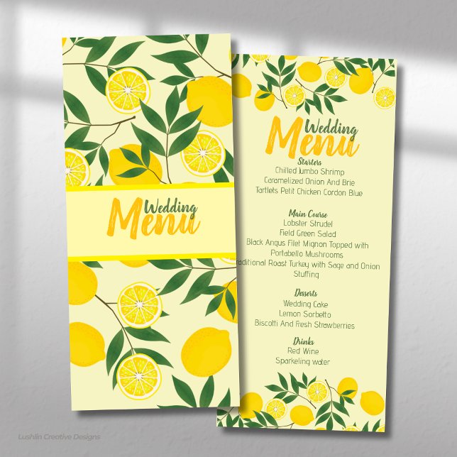 Menu Élégant de Mariage Plat au Citron (Créateur téléchargé)