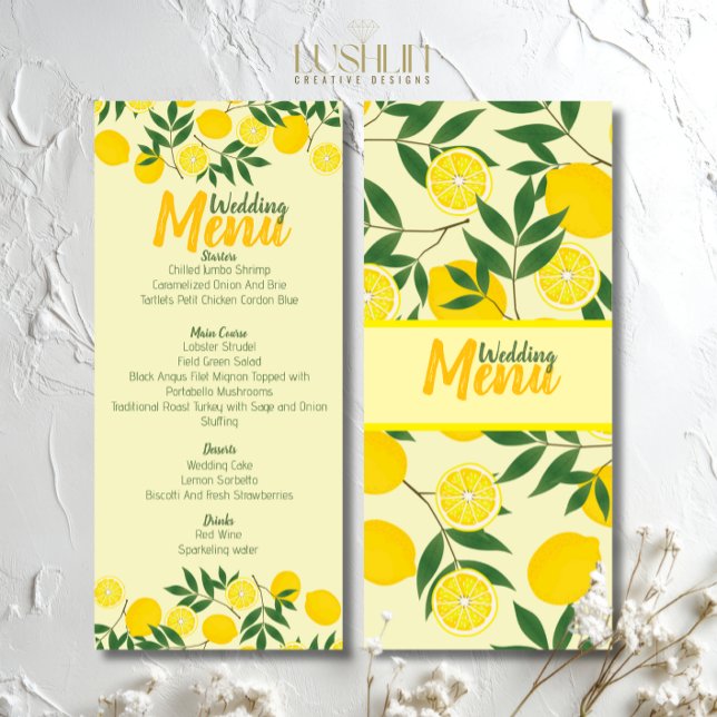 Menu Élégant de Mariage Plat au Citron (Créateur téléchargé)