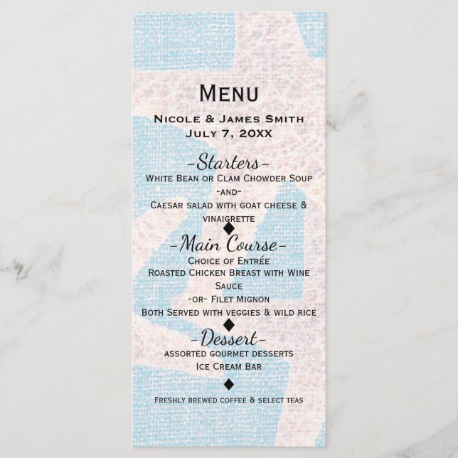 Menu élégant de plage étoile de mer blanche et toi (Devant)