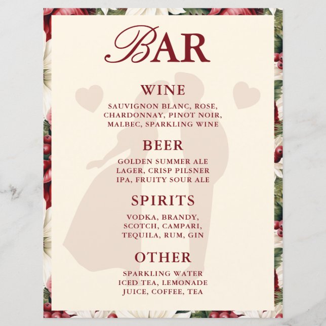 Menu élégant de table de mariage avec fleurs de Bo (Devant)