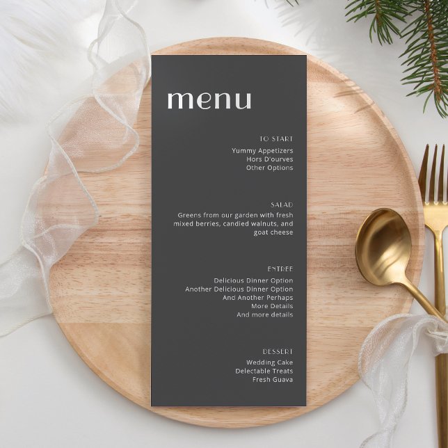 Menu Élégant Dîner Noir Blanc Art Déco Haut (Créateur téléchargé)