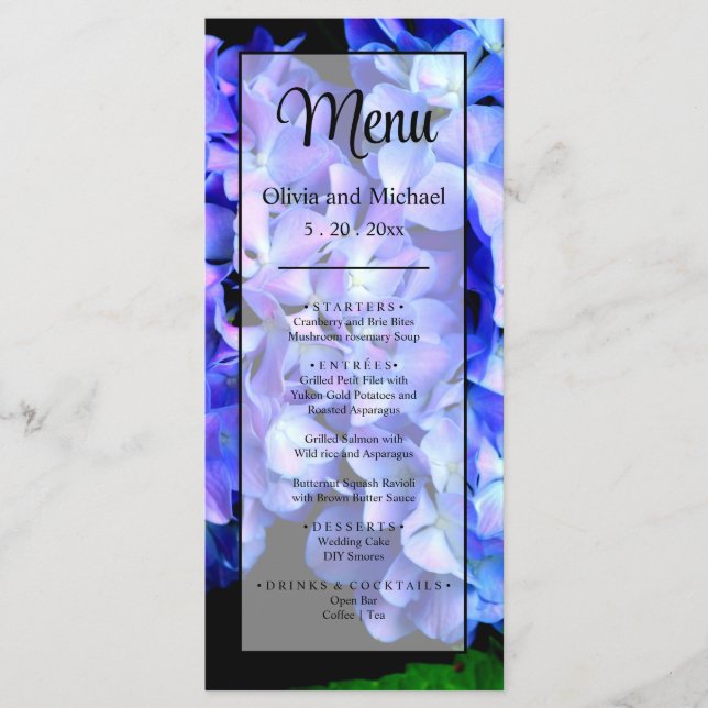 Menu élégant doux clair violet floral (Devant)