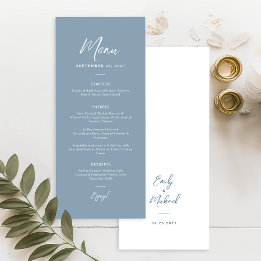 Menu Elegant Dusty Blue Simple Calligraphy Wedding 