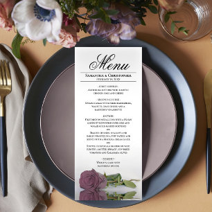 Menu Elégant Dusty Mauve Rose Rose Réflexions Mariage
