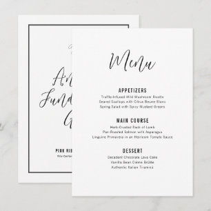 Menu Élégant Écrit Minimaliste Dîner de Gala Formel