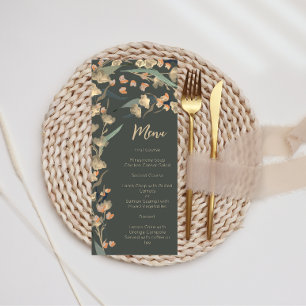 Menu Élégant Emeraude et Fleur sauvage beige Botanique