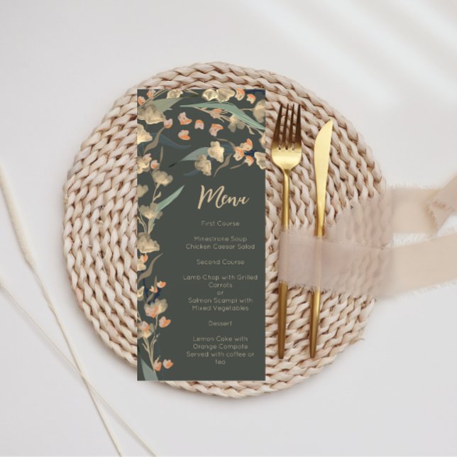 Menu Élégant Emeraude et Fleur sauvage beige Botanique (Créateur téléchargé)