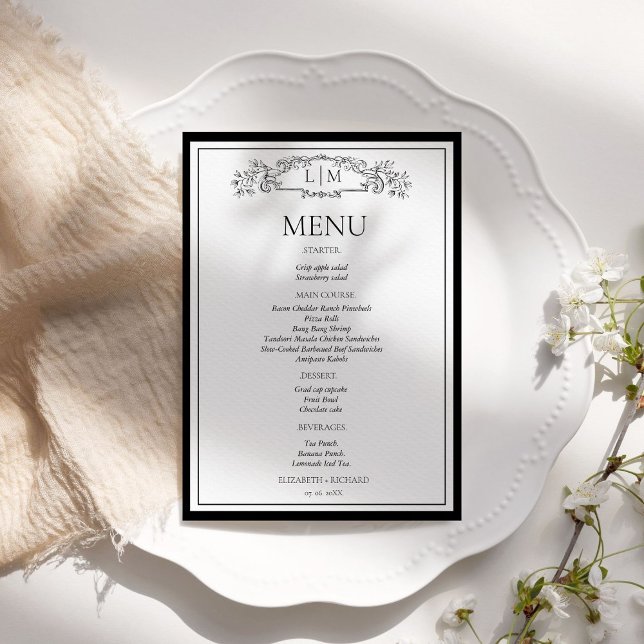 Menu Élégant et Chic de la douche de la mariée pou (Créateur téléchargé)