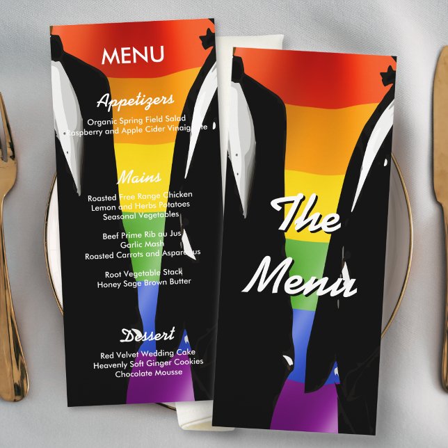 Menu élégant et moderne de mariage arc-en-ciel pou (Créateur téléchargé)