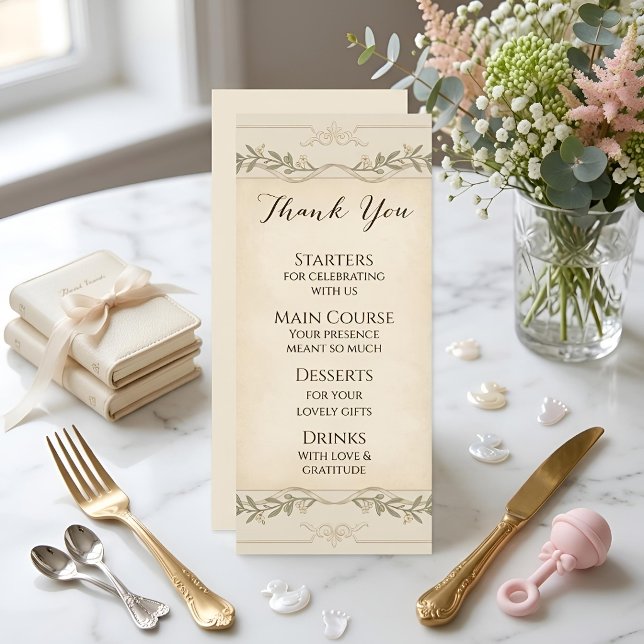 Menu élégant et neutre pour une baby shower (Créateur téléchargé)