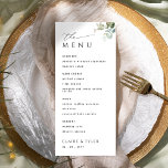 Menu Elégant et simple moderne Mariage de verdure<br><div class="desc">Bienvenue à votre invité à sa table avec ce menu élégant de mariage/réception. Design avec typographie moderne et élégant et délicate aquarelle Eucalyptus branches verdoyantes avec feuille. Un menu simple, propre, fin et esthétique. Une partie de notre collection "Minimal and Graceful Eucalyptus Mariage", avec divers produits de coordination, y compris...</div>