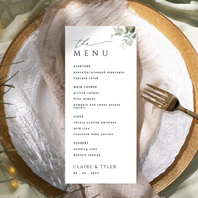Menu Elégant et simple moderne Mariage de verdure (Créateur téléchargé)