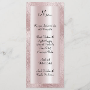 Menu Élégant Faux Pastel Pink Foil Clair