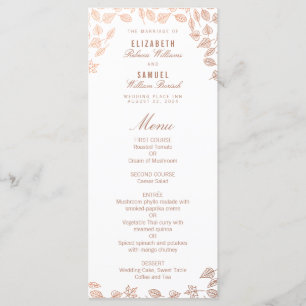 Menu Elégant Feuilles d'automne Faux Cuivre Mariage Men