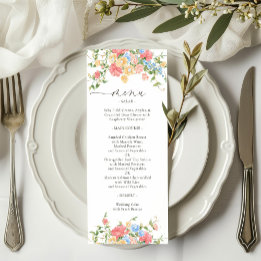 Menu Élégant Fleur sauvage coloré Mariage