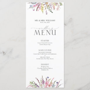 Menu Élégant Fleur sauvage Floral Mariage