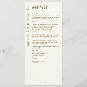 Menu Élégant Fleur sauvage moderne Mariage off-White