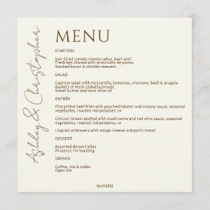 Menu Élégant Fleur sauvage moderne Mariage off-White