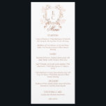 Menu Elegant Floral Crest Monogram Wedding<br><div class="desc">Elevate your wedding reception with our Elegant Floral Crest Monogram Wedding Menu. Featuring a minimalist design and a sophisticated Script Calligraphy and a beautifully crafted floral crest monogram, this menu adds a touch of timeless elegance to your special day. Perfect for couples seeking a refined and cohesive look, our menu...</div>