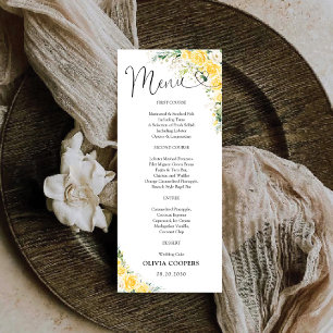 Menu élégant floral jaune pour Baby Shower