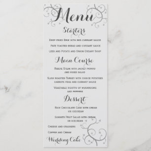 Menu Élégant Flourdissement Avec Coeur Mariage