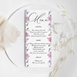 Menu Elégant Lilac Aquarelle Mariage<br><div class="desc">Elégant Lilac Watercolor Flowers Menu Mariage. Éléments correspondants disponibles.</div>