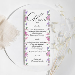Menu Elégant Lilac Aquarelle Mariage