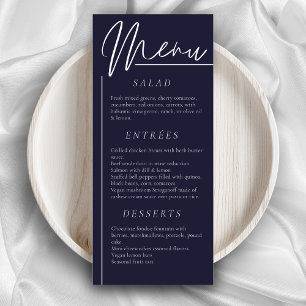 Menu Elégant mariage aquarelle fleur bleu marine dîner