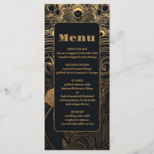 Menu Elégant Mariage Art Déco Peacocks