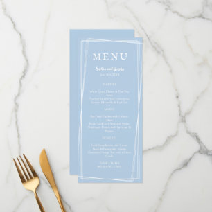 Menu Élégant mariage bleu clair personnalisable de styl