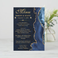 Élégant mariage bleu et or faux paillettes agate