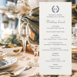 Menu Élégant Mariage bleu marine Monogram
